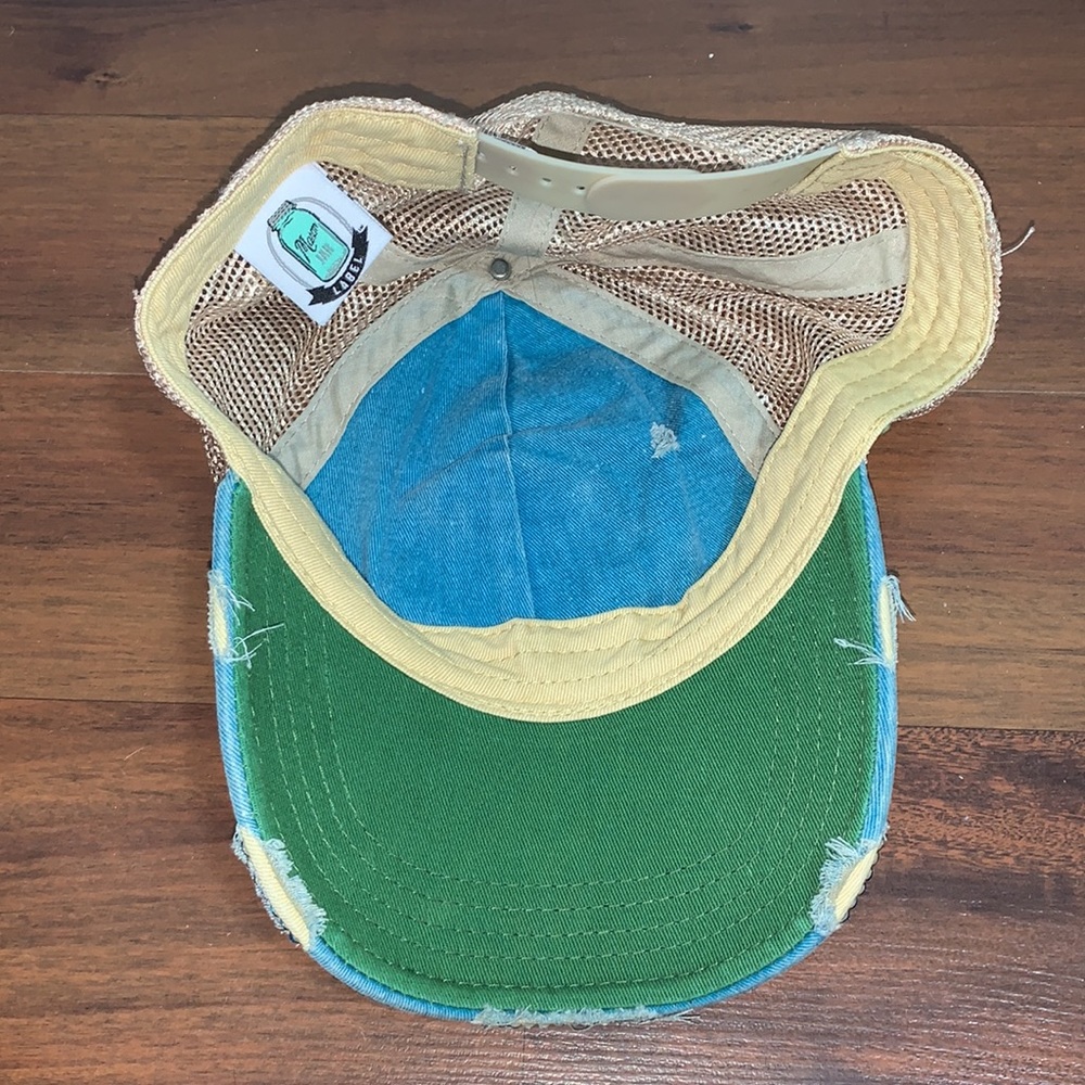 Stay Salty Mason Jar Label Distressed Blue Ball Cap Adult Adjustable Hat - Picture 5 of 8